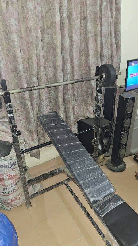 bench press & barbel rod 4 2kg plates for sale 1