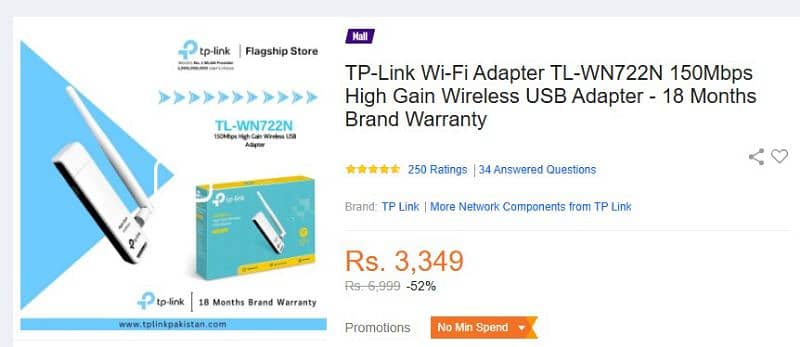 Tp-link Wifi Adapter 150Mbps High Gain Wireless USB Adapter 7