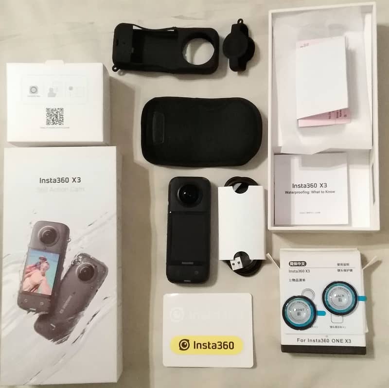 Insta 360 X3 with New Lens Guards, Silicone Skin & other Accessories 2