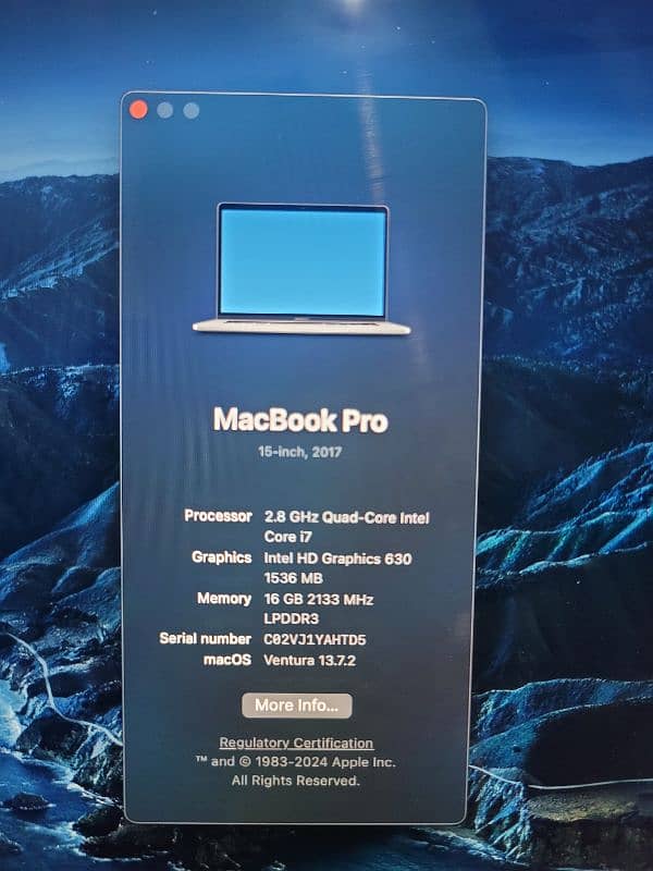 Macbook Pro 16 Inches 2017, 16 GB, 256 GB 1