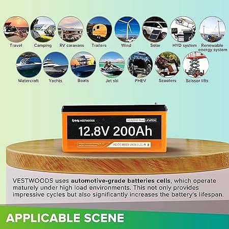 VESTWOODS 12V 200Ah LiFePO4 Lithium Battery 5