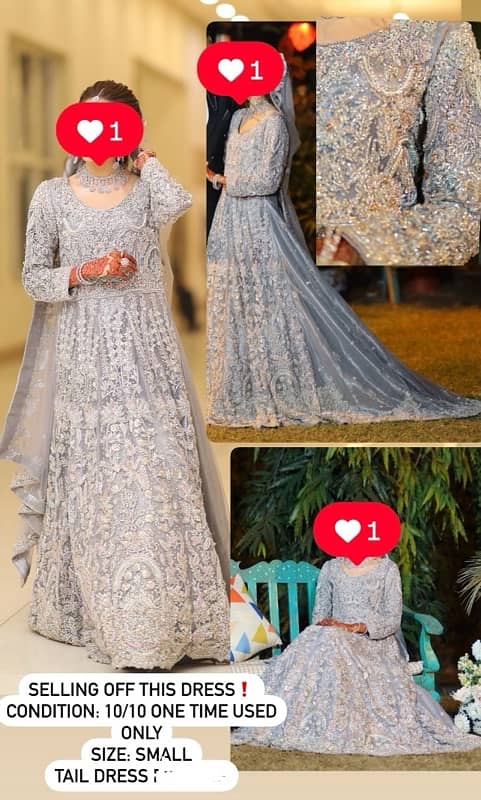 Walima Dress for sale with Tail 0