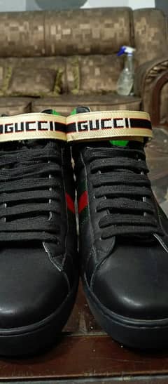 Gucci Men's Black Stripe Ace High-top Sneakers