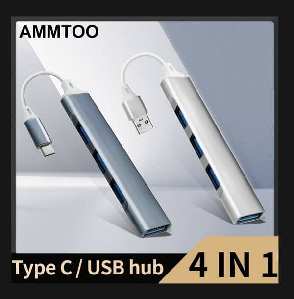 4 Ports Multisplitter Type C and USB Hub 3.0 USB 3.1 Adapter OTG 0