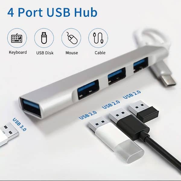 4 Ports Multisplitter Type C and USB Hub 3.0 USB 3.1 Adapter OTG 1