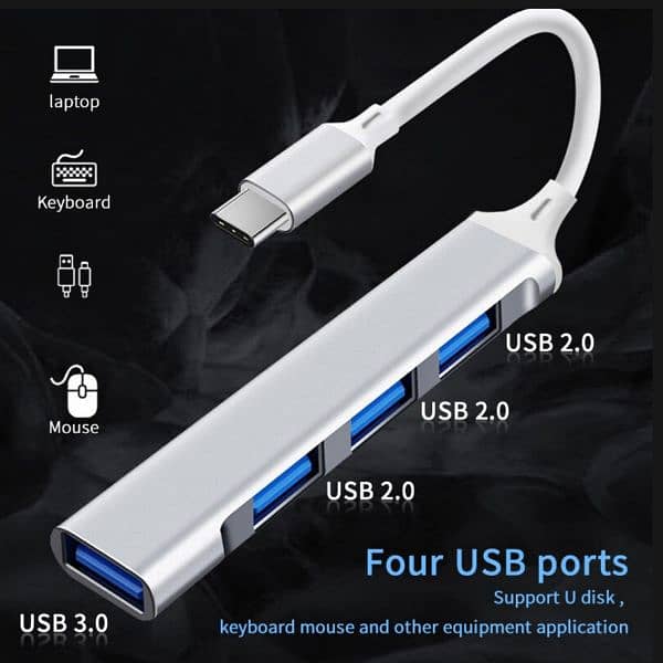 4 Ports Multisplitter Type C and USB Hub 3.0 USB 3.1 Adapter OTG 2