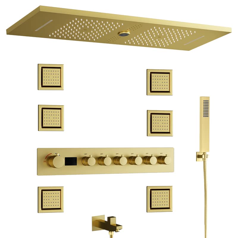 Luxury Rainfall Shower LED Display Music, Ceiling, Hot & Cold Mixer 1