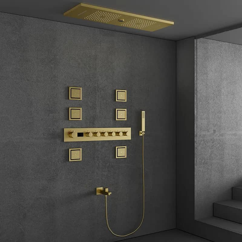 Luxury Rainfall Shower LED Display Music, Ceiling, Hot & Cold Mixer 7