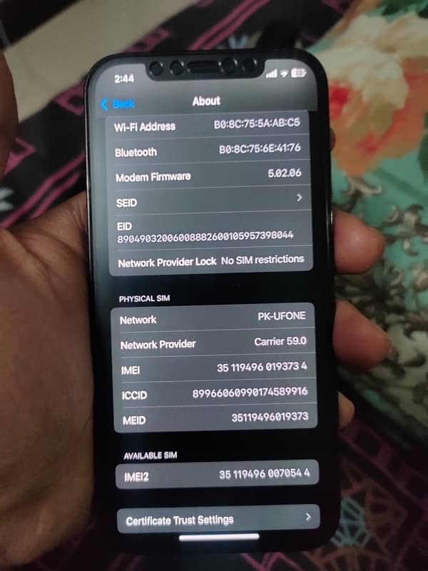 iphone 12 pro 128 gb non pta but kafi time se sim chal rahi hai 8