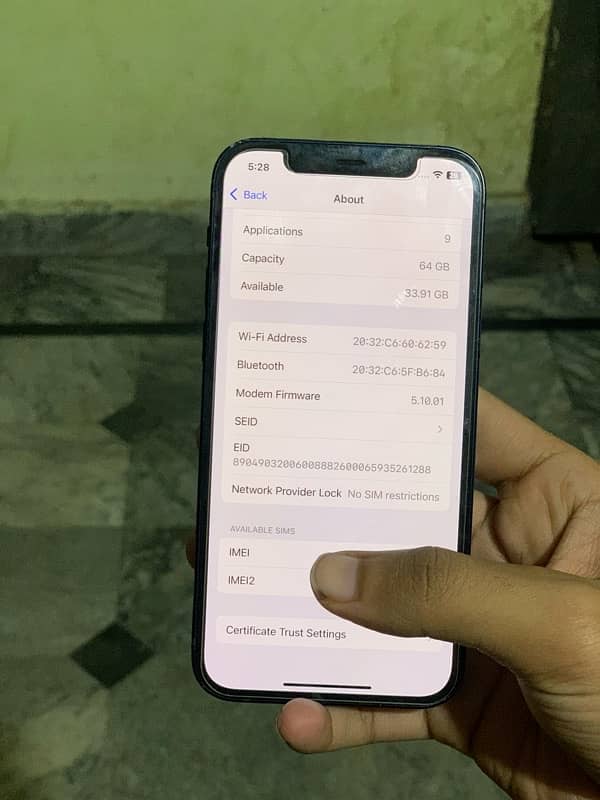 i Phone 12 Non PTA 64Gb Factory Unlocked 89%health 5