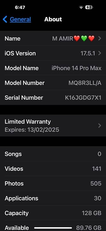 IPHONE 14 PRO MAX 128 JV 10