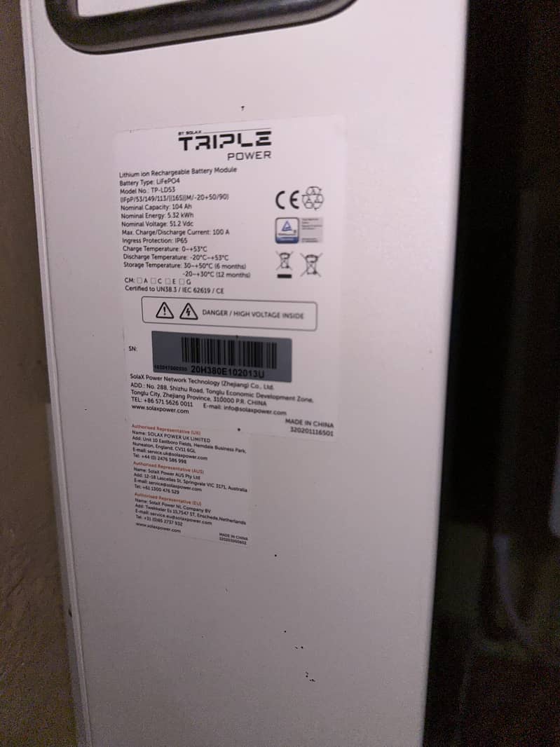 SOLAX triple power battery Still under 5 year warranty 2