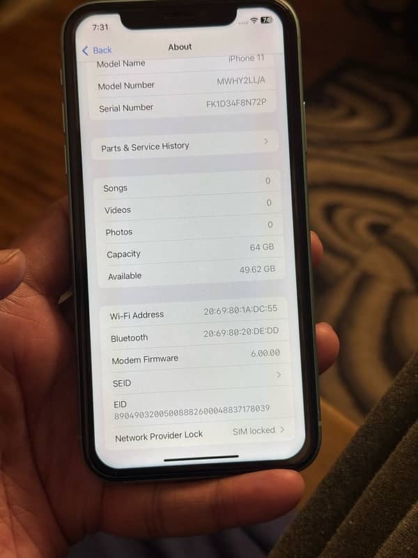 IPHONE 11 64GB MEMORY LLA MODEL 8