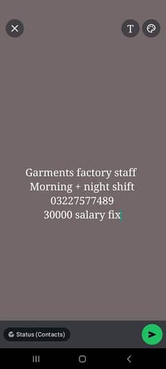 garmemts packing job male female lahore