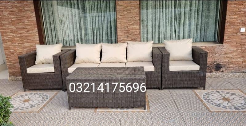 OUTDOOR GARDEN RATTAN UPVC FURNITURE SOFA SET CHAIRS TABLE UMBRELLA 12