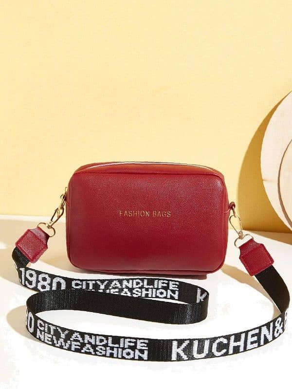 Chic Maroon PU Leather Crossbody Bag for Girls 1