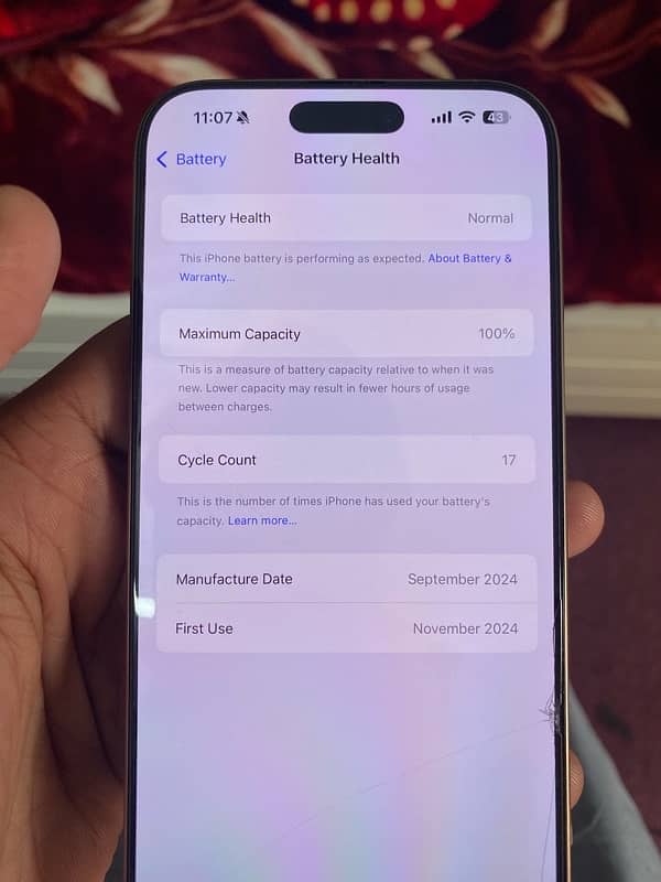 iPhone 16pro max 256gb Non pta Sim Time Active 4