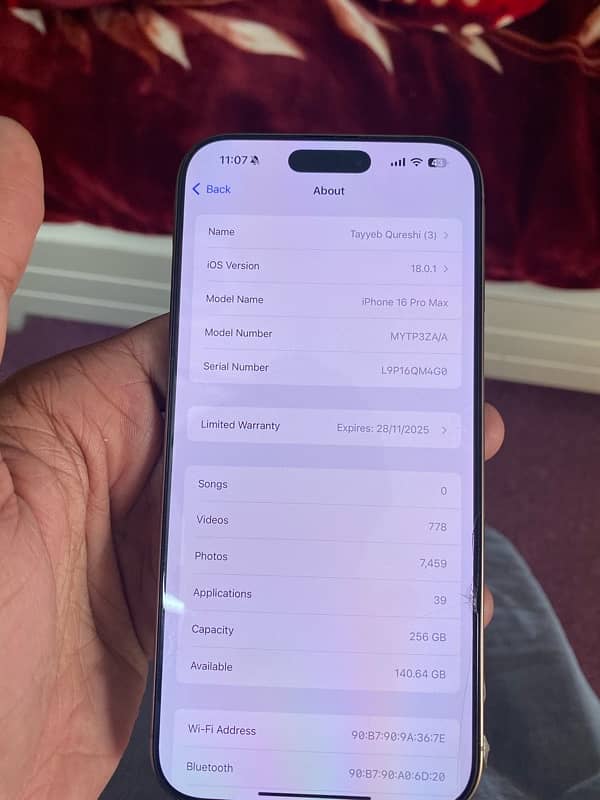 iPhone 16pro max 256gb Non pta Sim Time Active 8