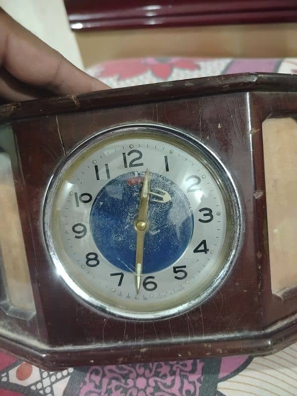 Antique wooden Table Clock China Vintage brass Alarm 1