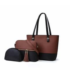 Brand New Women's Pu leather Plain Hand bag set