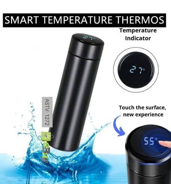 hot and cool steel water bottle and temperature sensor bottle 2