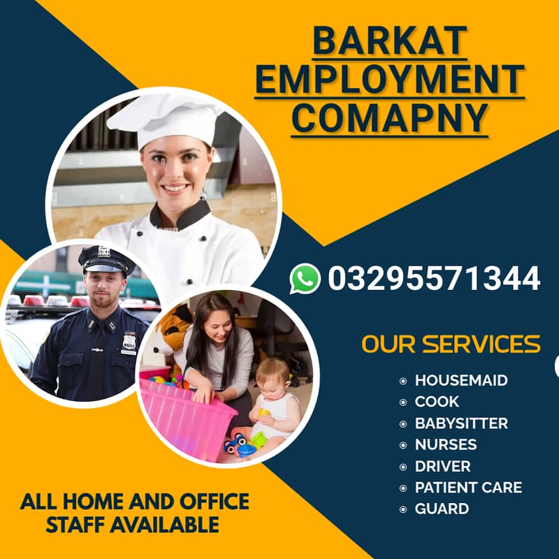 House maids , Driver, Patient care , Couple , Cook , Office Boy ,Guar 0