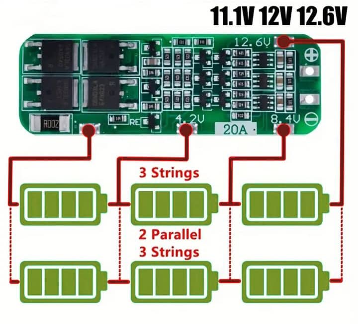 BMS 3S 20A Lithium Battery 18650 Charger BMS Protection Board 11.1V 1 8