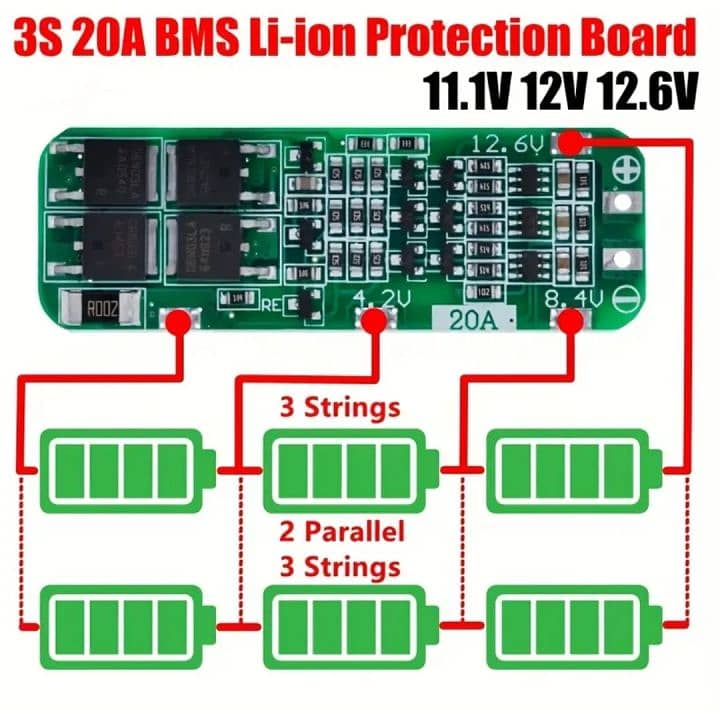 BMS 3S 20A Lithium Battery 18650 Charger BMS Protection Board 11.1V 1 9