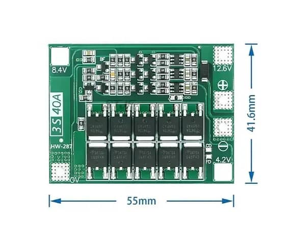 BMS 3S 40A 18650 BMS Lithium Battery Protection Enhanced Module 40A 9