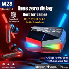 M28 Gaming Wireless Earbuds, 2000mAh Battery, Low Latency