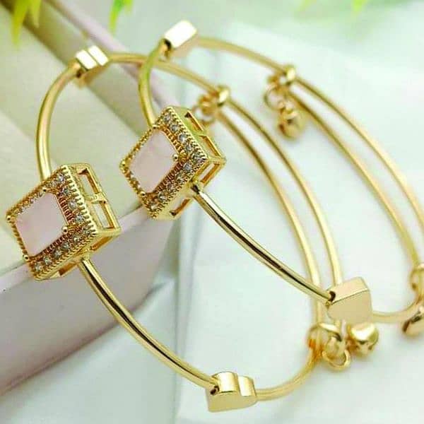 2pc Gold Plated Crystal Kara Bracelet 0