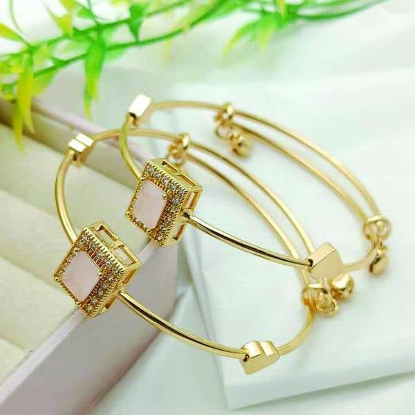 2pc Gold Plated Crystal Kara Bracelet 1