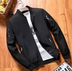 Men's Fleece Bomber Jacket -1 Pc, Plain Design Collared Neck •  Gende