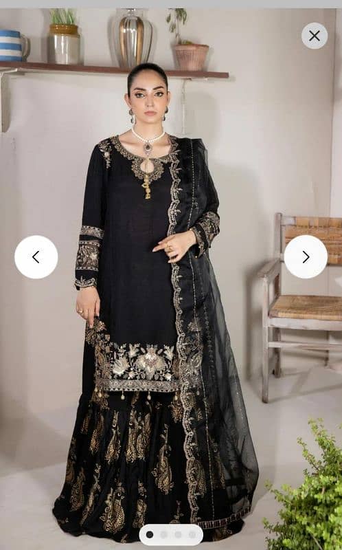 Party Wear Black Gharara Set New 3 Piece 3