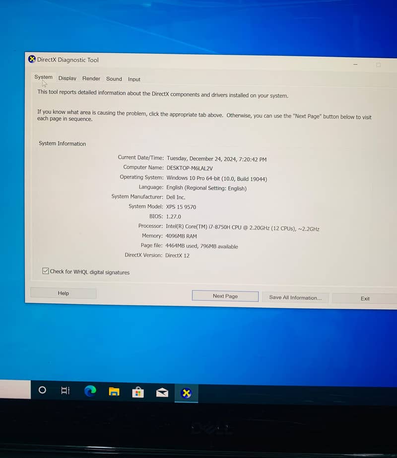 Dell XPS 9570 i7-8th Gen 8