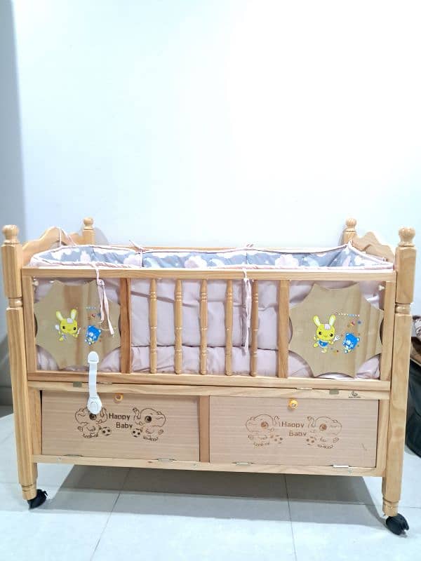 Baby Cot and Crib with swing/ and net with bedding and pillows/ bed 1