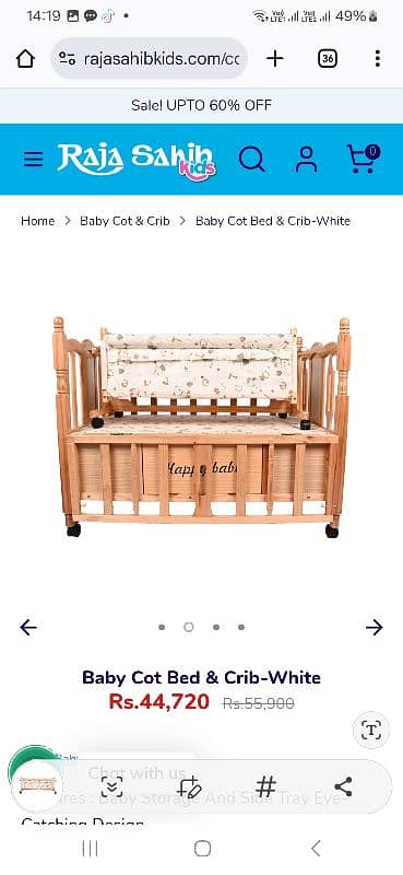 Baby Cot and Crib with swing/ and net with bedding and pillows/ bed 5