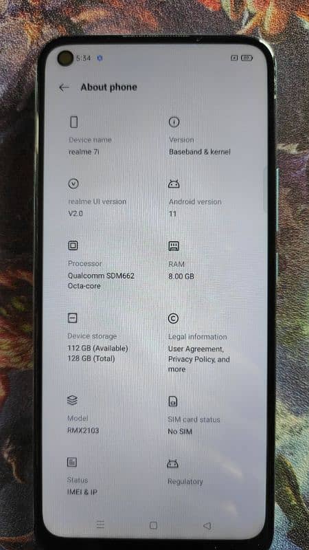 Realme 7i 8gb 128gb total original 10/9.5 condition with charger 8