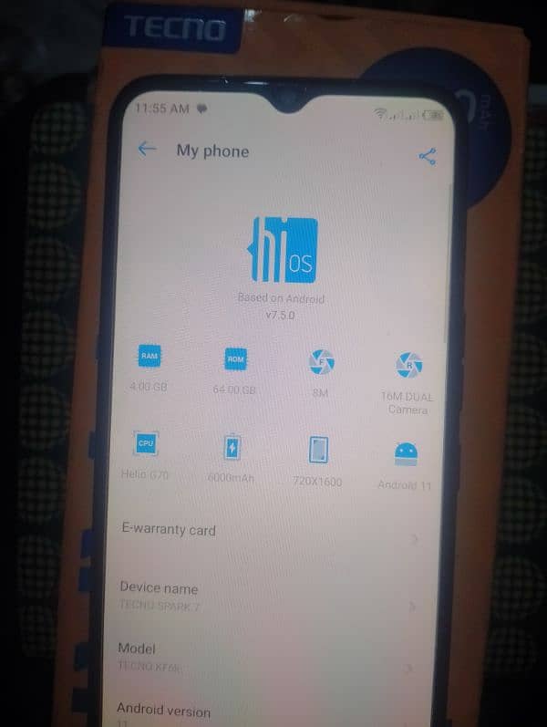 Tecno 4gb 64gb no repair saaf set with box dhokkalakhan rwp 6