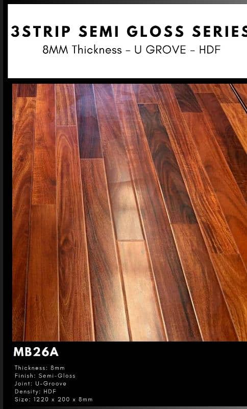 3 Strip Glossy Laminate Floor /Wooden floor 2