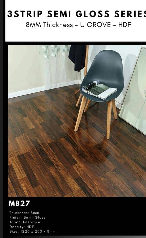 3 Strip Glossy Laminate Floor /Wooden floor 3