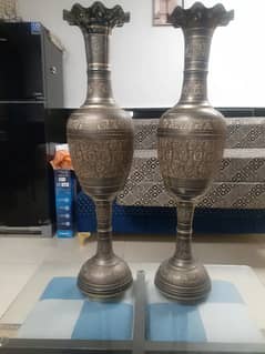 Antique vase set brass hand made size big 40" || 03335119769