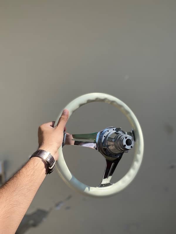 WOODEN AND CHROME DEEP DISH STEERING WHEEL 3