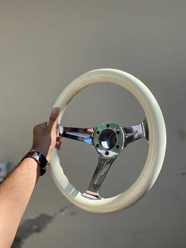 WOODEN AND CHROME DEEP DISH STEERING WHEEL 5