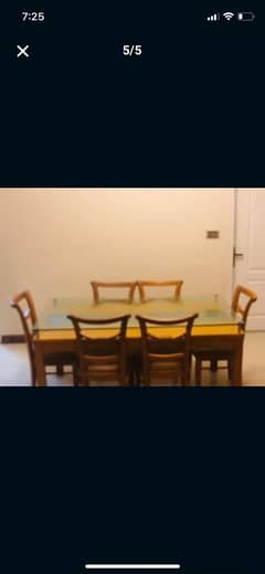 pure wood six seater dining table