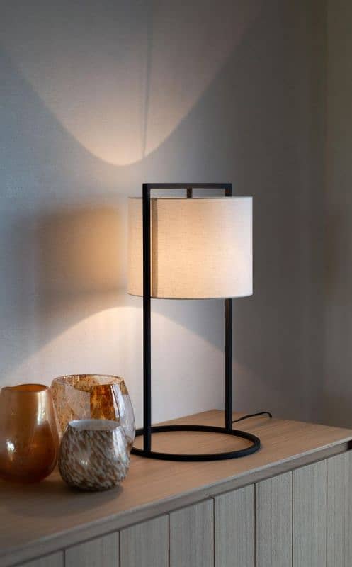 Table Lamp Pair Metal Frame with fabric shade 0