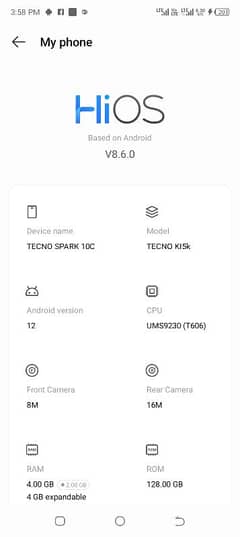 Tecno 10c 4 128