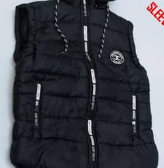 Men's Polyester Sleeveless Jacket 1 Pc Hooded Neck