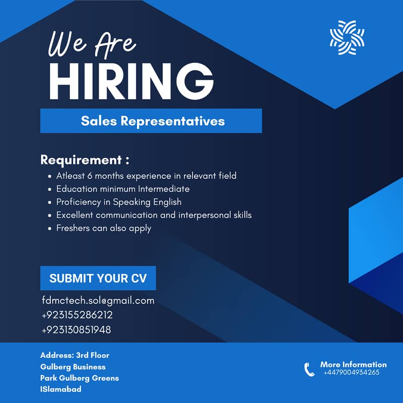 Sales Representatives Required 0