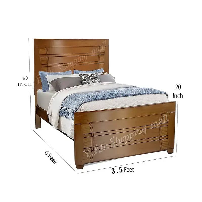 6.5x3.5 feet wooden single bed Solid Kikar Wood without matress 3